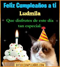 GIF Gato meme Feliz Cumpleaños Ludmila